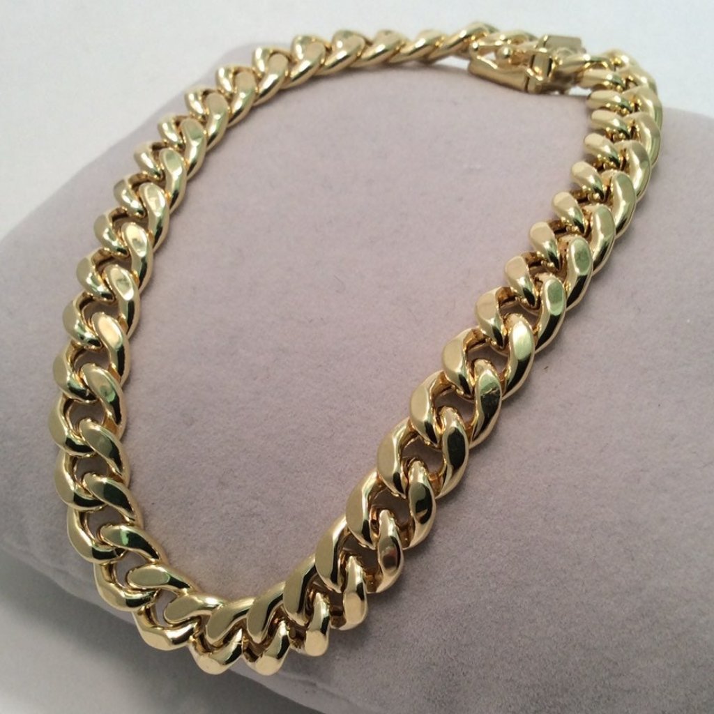 10k Yellow Real Gold Hollow Miami Bracelet 8 Inch 13.1gr